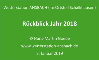 Titel Rückblick Wetterjahr 2018 in Ansbach